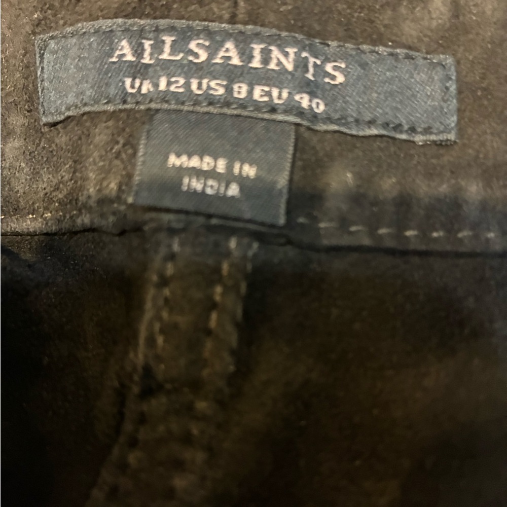 AllSaints Black Tarly Tassel GOAT Suede Fringe Shorts Cowboy rustic Sz 12 - Picture 3 of 8